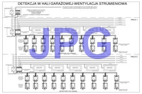 PolyGard2 schemat systemu detekcji gazów na parkingu wielopoziomowym z wentylacja strumieniową JPG